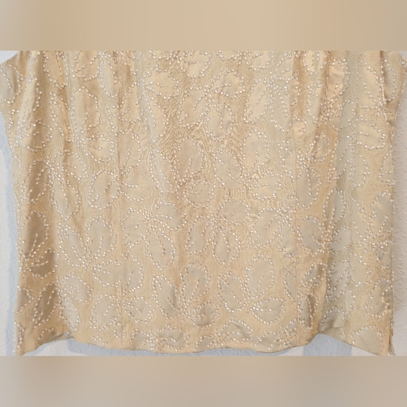 Banana Republic Vintage 90s Gold Beaded Silk Sleeveless Button Back Top Dainty - Picture 5 of 9